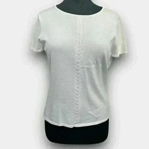JONES NEW YORK ladies top cable knit design large‎ white
